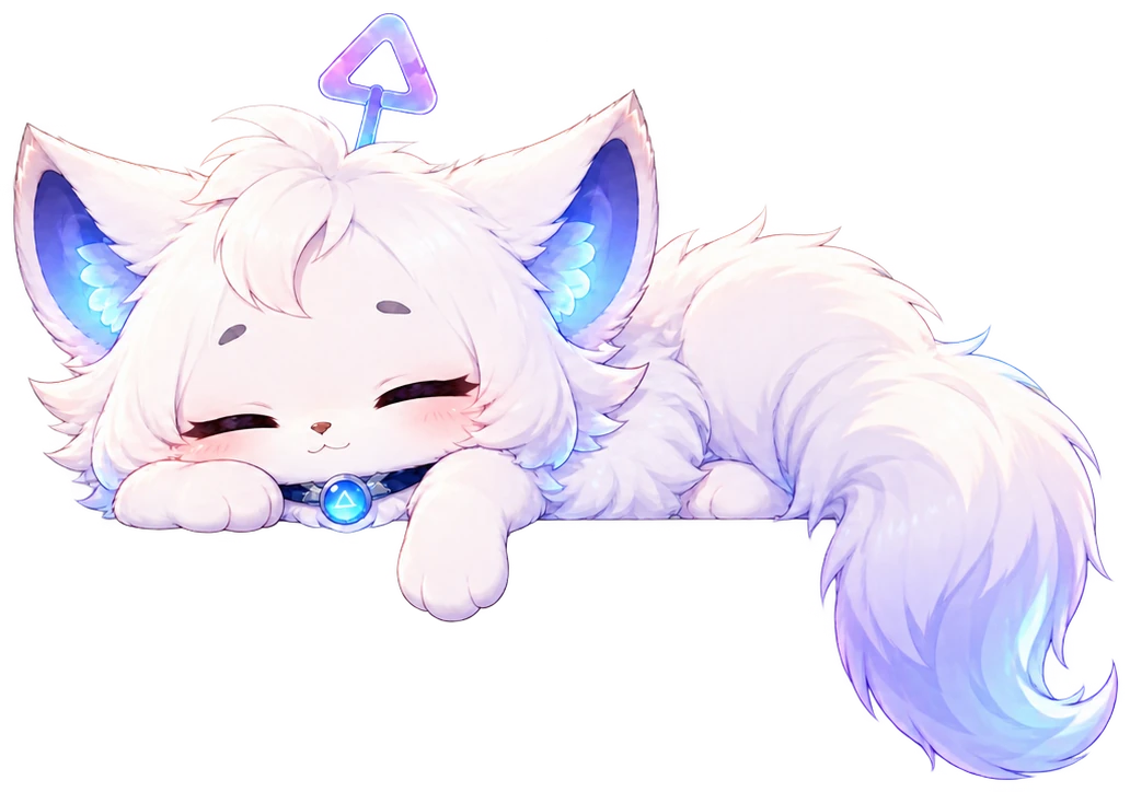 Eflow's cat asleep on the edge of the page, its tail hanging over